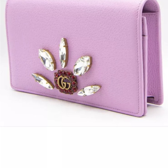 GG Marmont Jewel Bag in Pink Leather With Brushed Gold Chain NIB - Picture 2 of 9